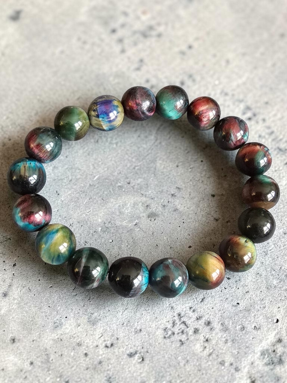 Cosmic Rainbow Tigers Eye 10 mm Bracelet